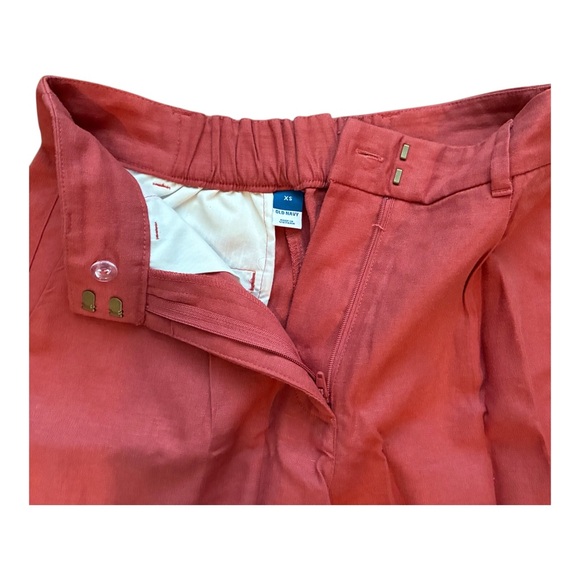 Old Navy High Waisted Linen Blend Trouser Shorts Mineral Rouge Rust XS NWOT - Picture 3 of 5